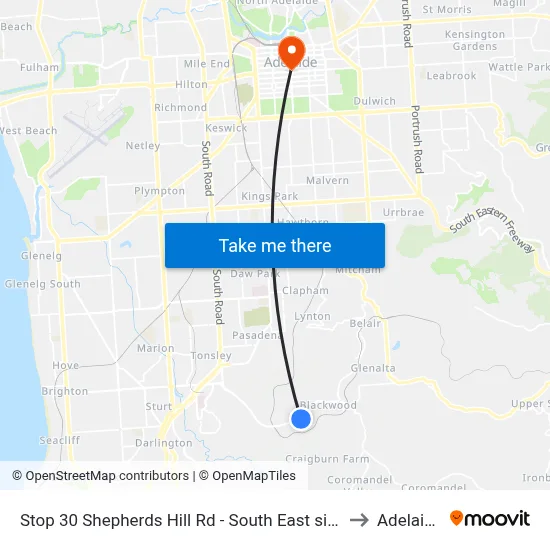 Stop 30 Shepherds Hill Rd - South East side to Adelaide map