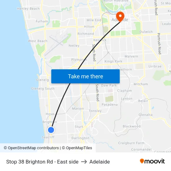 Stop 38 Brighton Rd - East side to Adelaide map