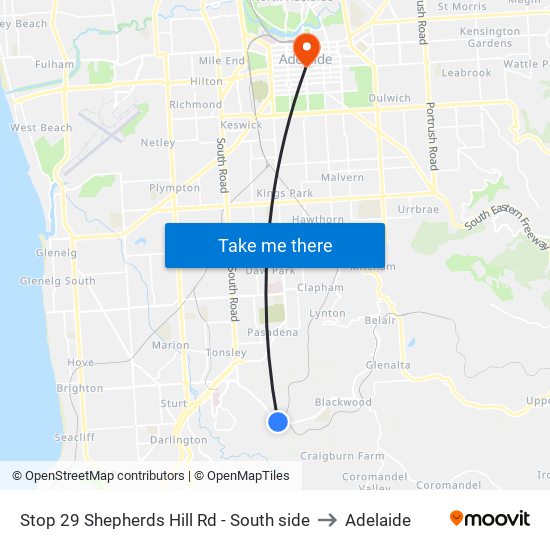 Stop 29 Shepherds Hill Rd - South side to Adelaide map