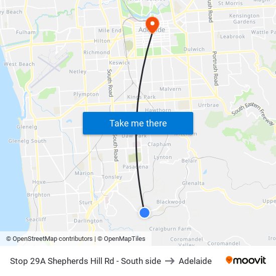 Stop 29A Shepherds Hill Rd - South side to Adelaide map