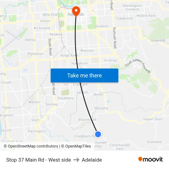 Stop 37 Main Rd - West side to Adelaide map