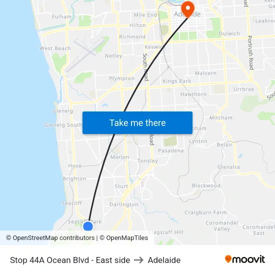 Stop 44A Ocean Blvd - East side to Adelaide map