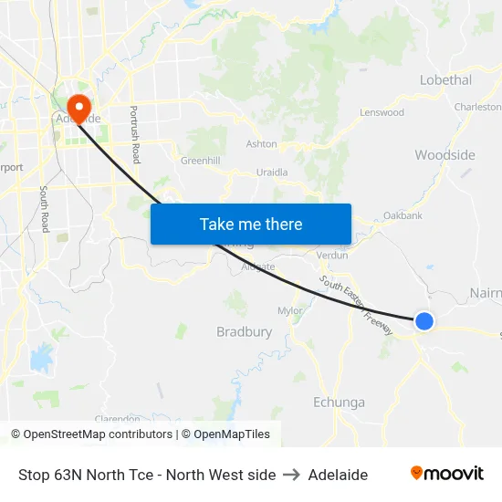 Stop 63N North Tce - North West side to Adelaide map