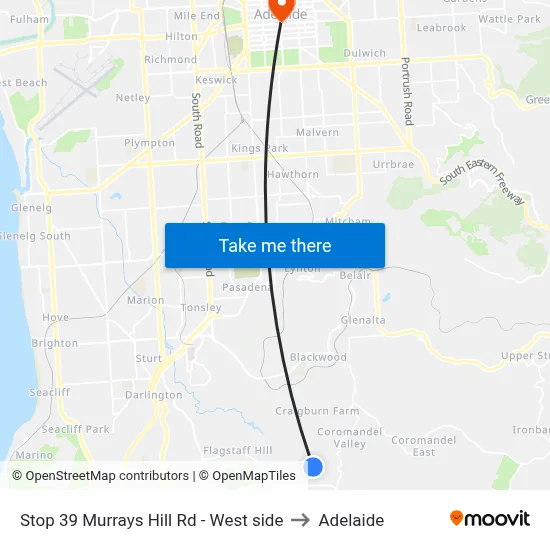 Stop 39 Murrays Hill Rd - West side to Adelaide map