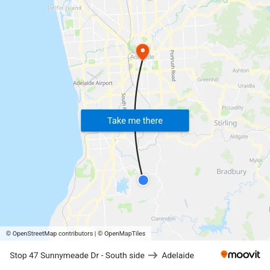 Stop 47 Sunnymeade Dr - South side to Adelaide map