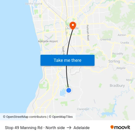 Stop 49 Manning Rd - North side to Adelaide map