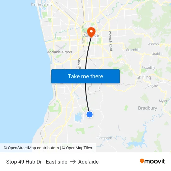Stop 49 Hub Dr - East side to Adelaide map