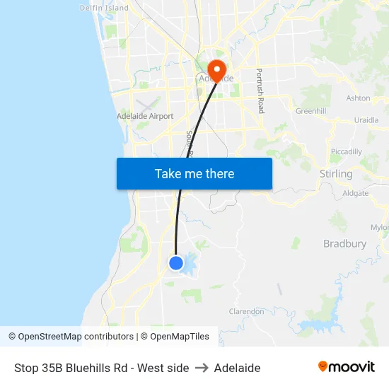Stop 35B Bluehills Rd - West side to Adelaide map