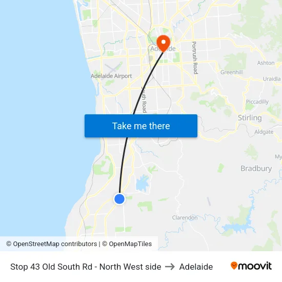 Stop 43 Old South Rd - North West side to Adelaide map