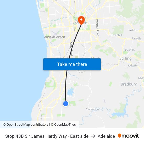 Stop 43B Sir James Hardy Way - East side to Adelaide map