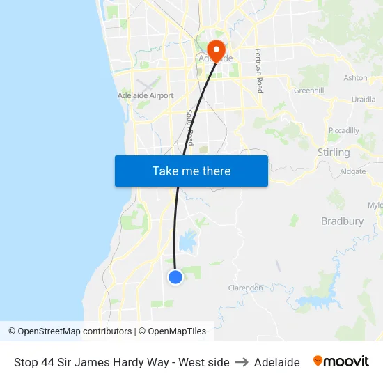 Stop 44 Sir James Hardy Way - West side to Adelaide map