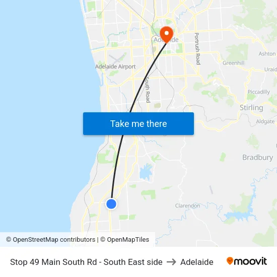 Stop 49 Main South Rd - South East side to Adelaide map