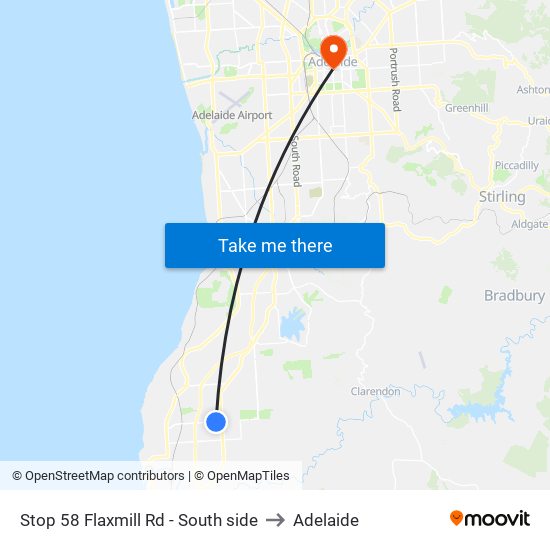 Stop 58 Flaxmill Rd - South side to Adelaide map