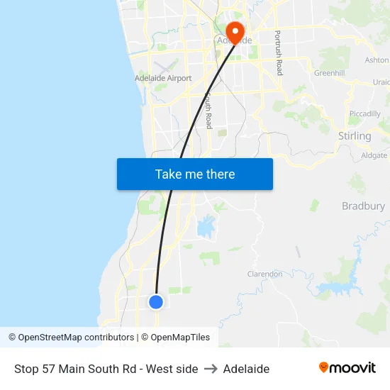 Stop 57 Main South Rd - West side to Adelaide map
