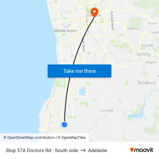 Stop 57A Doctors Rd - South side to Adelaide map