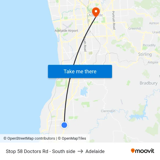 Stop 58 Doctors Rd - South side to Adelaide map
