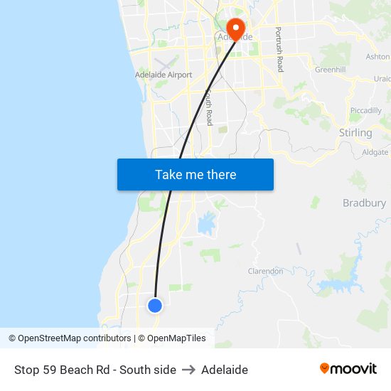 Stop 59 Beach Rd - South side to Adelaide map