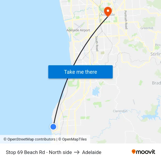 Stop 69 Beach Rd - North side to Adelaide map