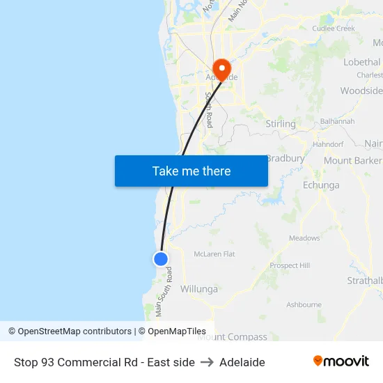 Stop 93 Commercial Rd - East side to Adelaide map