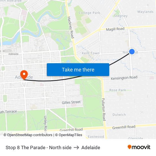 Stop 8 The Parade - North side to Adelaide map