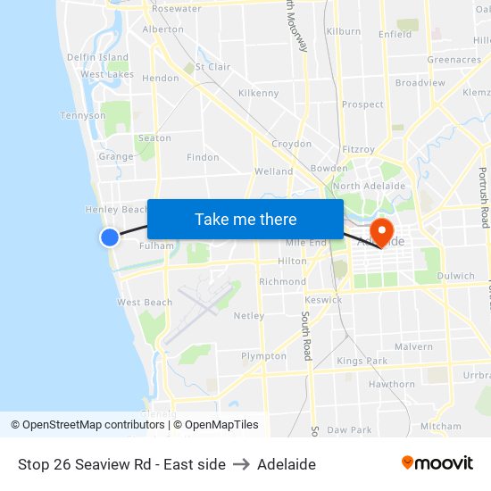 Stop 26 Seaview Rd - East side to Adelaide map