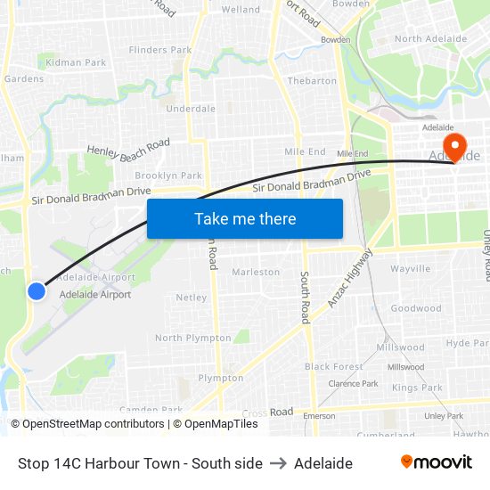 Stop 14C Harbour Town - South side to Adelaide map