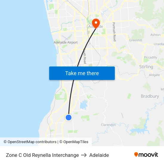 Zone C Old Reynella Interchange to Adelaide map