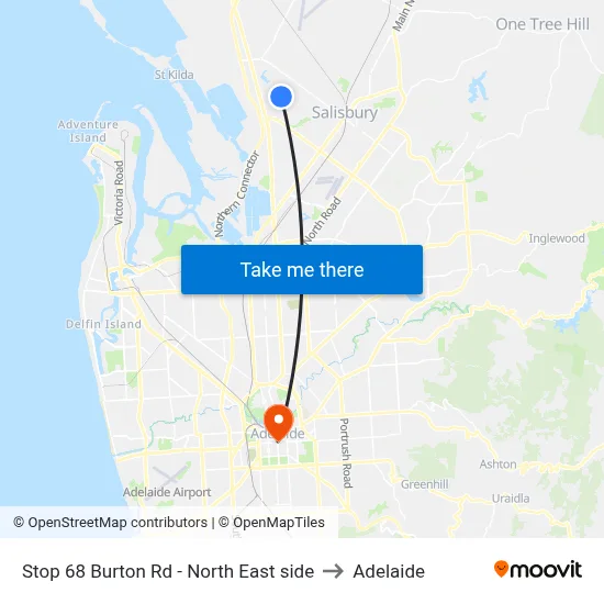 Stop 68 Burton Rd - North East side to Adelaide map