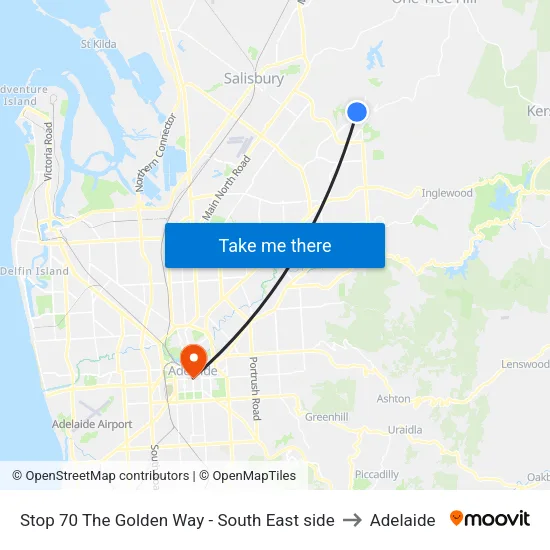 Stop 70 The Golden Way - South East side to Adelaide map