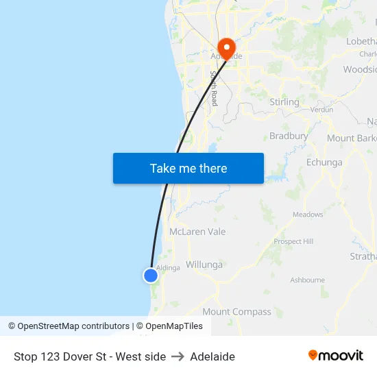 Stop 123 Dover St - West side to Adelaide map