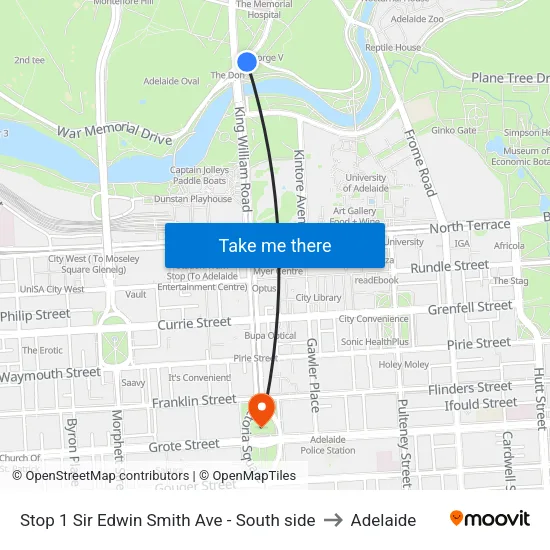 Stop 1 Sir Edwin Smith Ave - South side to Adelaide map