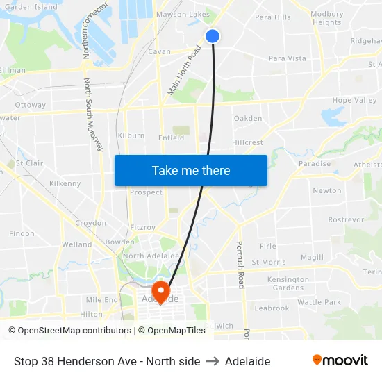 Stop 38 Henderson Ave - North side to Adelaide map