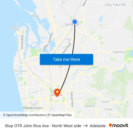 Stop OTR John Rice Ave - North West side to Adelaide map