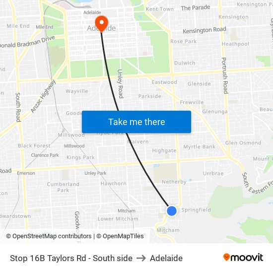 Stop 16B Taylors Rd - South side to Adelaide map