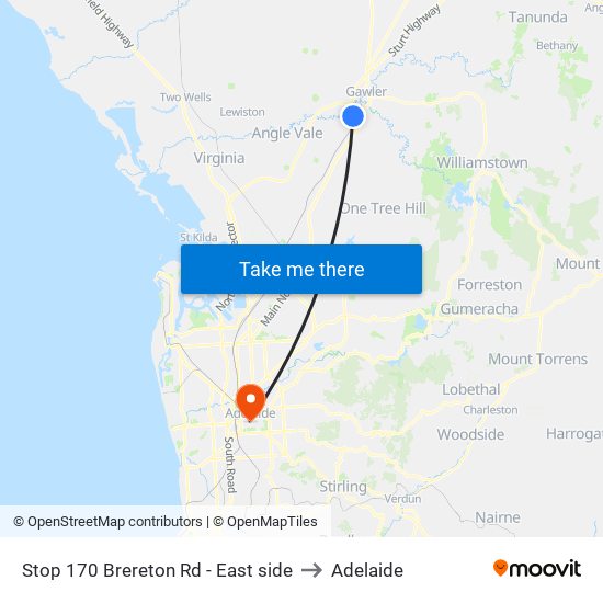 Stop 170 Brereton Rd - East side to Adelaide map