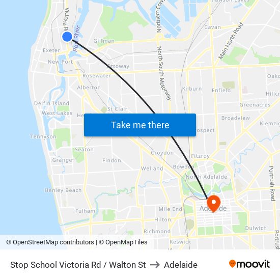 Stop School Victoria Rd / Walton St to Adelaide map