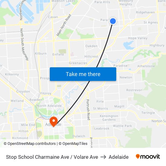 Stop School Charmaine Ave / Volare Ave to Adelaide map