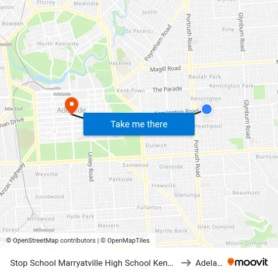 Stop School Marryatville High School Kensington Rd to Adelaide map