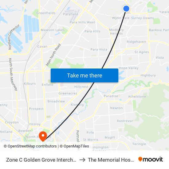 Zone C Golden Grove Interchange to The Memorial Hospital map