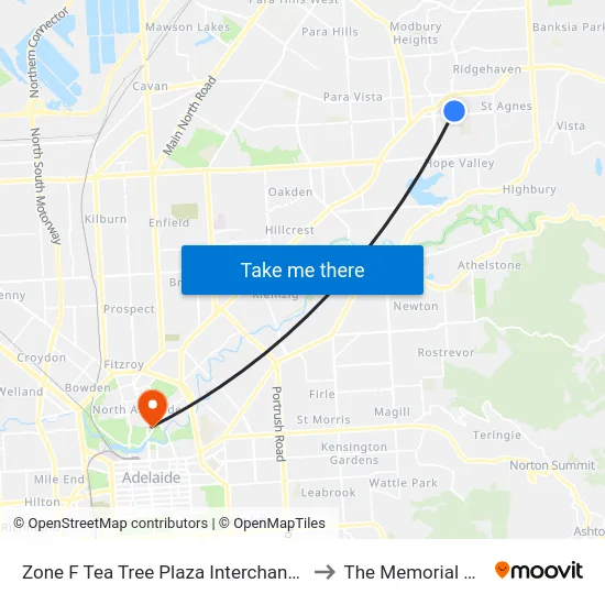 Zone F Tea Tree Plaza Interchange - East side to The Memorial Hospital map