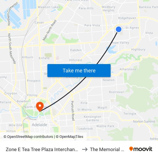 Zone E Tea Tree Plaza Interchange - East side to The Memorial Hospital map