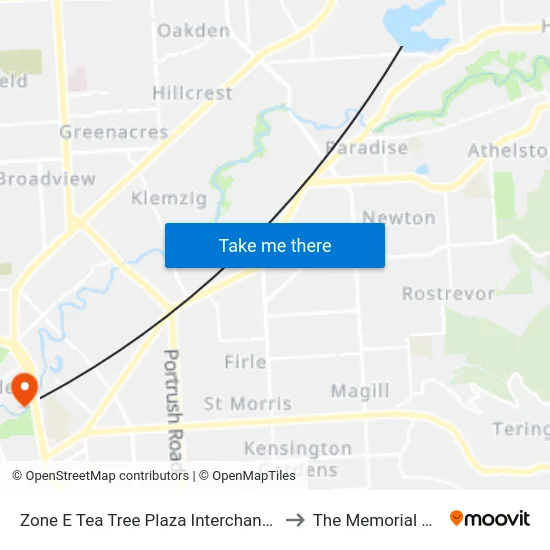 Zone E Tea Tree Plaza Interchange - East side to The Memorial Hospital map