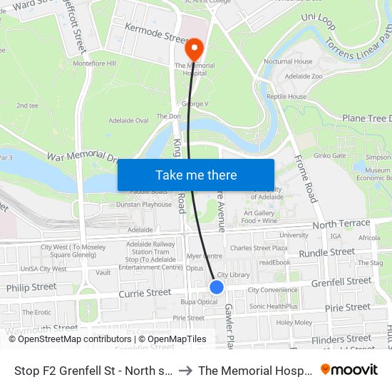 Stop F2 Grenfell St - North side to The Memorial Hospital map