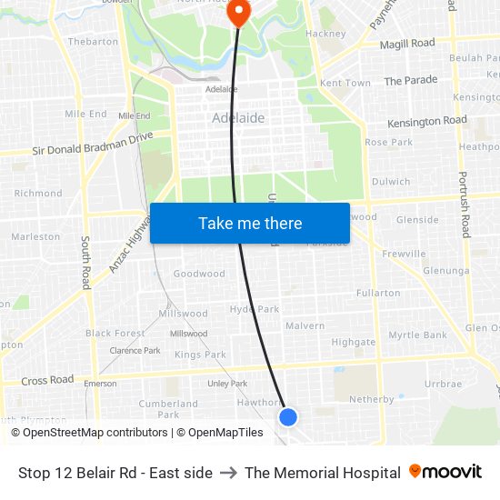 Stop 12 Belair Rd - East side to The Memorial Hospital map