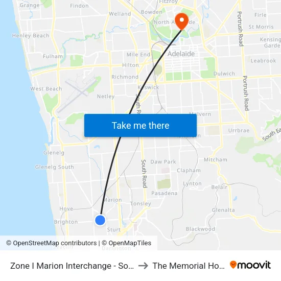 Zone I Marion Interchange - South side to The Memorial Hospital map