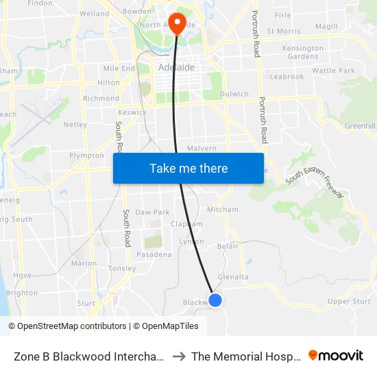 Zone B Blackwood Interchange to The Memorial Hospital map