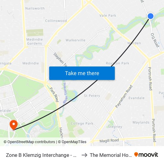 Zone B Klemzig Interchange - West side to The Memorial Hospital map