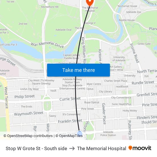 Stop W Grote St - South side to The Memorial Hospital map