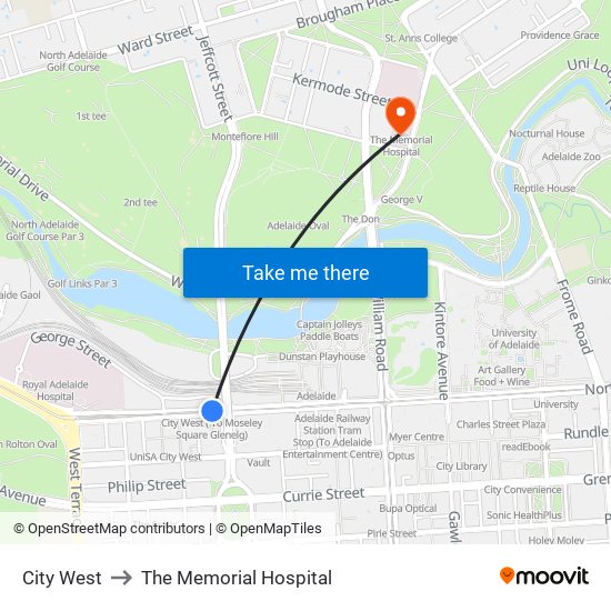 City West to The Memorial Hospital map