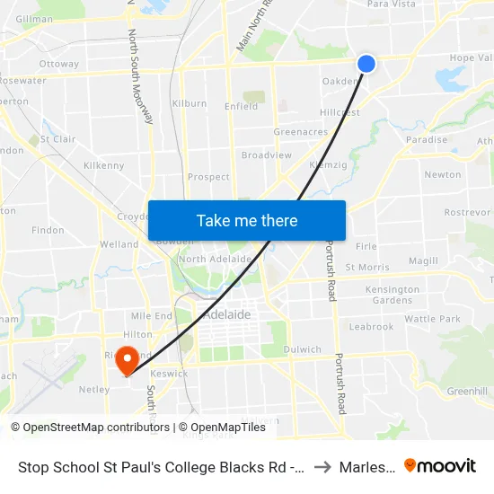Stop School St Paul's College Blacks Rd - East side to Marleston map